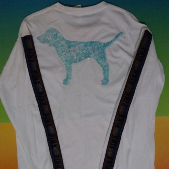 VS PINK iridescent bling dog tee X-large NWOT - Picture 1 of 10